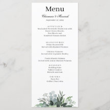 Simple Greenery Leaf Wedding Menu