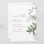 Simple Greenery Meadow Wedding Save the Date (Vorne/Hinten)