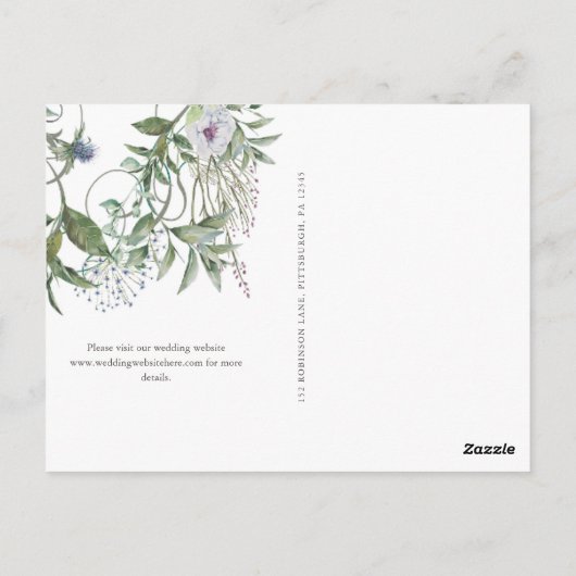 Simple Greenery Meadow Wedding Save the Date Postkarte (Rückseite)