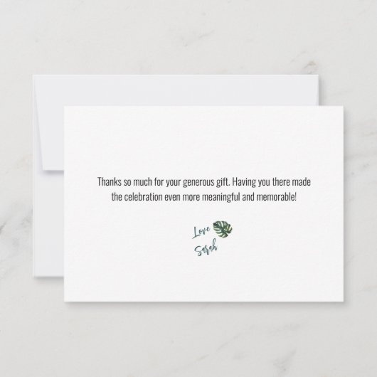 Simple Greenery Minimalistisch Script Brautparty Dankeskarte (Rückseite)