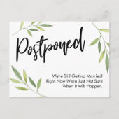 Simple Greenery Postponed Wedding Update Postkarte (Vorderseite)