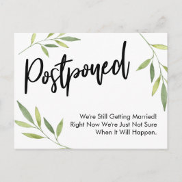 Simple Greenery Postponed Wedding Update Postkarte