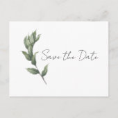 Simple Greenery Save the Date Postcard Postkarte (Vorderseite)