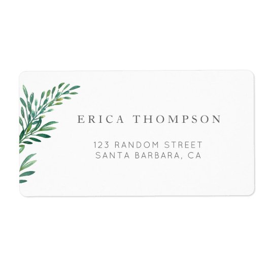 Simple Greenery Wedding Address Label (Vorne)