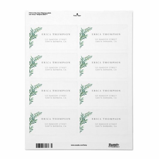 Simple Greenery Wedding Address Label (Vorne)