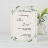 Simple Greenery Wedding Anniversary Invitations Einladung (Stehend Vorderseite)