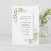 Simple Greenery Wedding Einladung (Stehend Vorderseite)