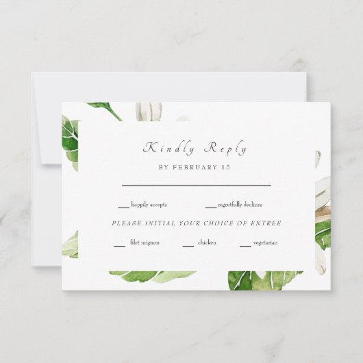 Simple Greenery Wedding RSVP Karte (Vorderseite)