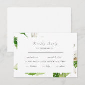 Simple Greenery Wedding RSVP Karte (Vorne/Hinten)