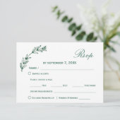 Simple Greenery Wedding Rsvp |Script-Schriftart (Stehend Vorderseite)