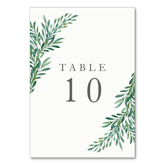 Simple Greenery Wedding Tischnummer Card (Vorderseite)