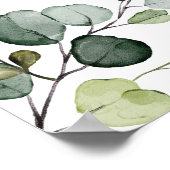 Simple Greenery Wedding Unplugged Zeremonie Poster (Ecke)