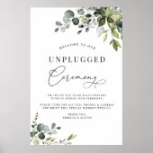 Simple Greenery Wedding Unplugged Zeremonie Poster (Vorne)