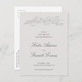 Simple Grey Elegant Wedding Save the Date Ankündigungspostkarte (Vorne/Hinten)