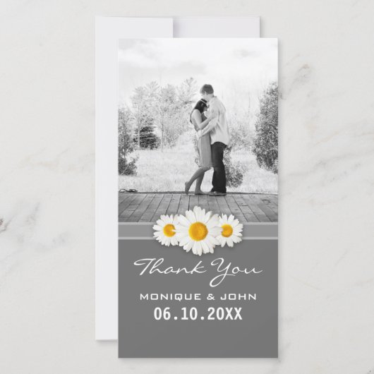 Simple Grey Spring Wedding Daisies Sweet Vielen Da Dankeskarte (Vorderseite)