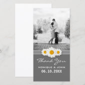 Simple Grey Spring Wedding Daisies Sweet Vielen Da Dankeskarte (Vorne/Hinten)