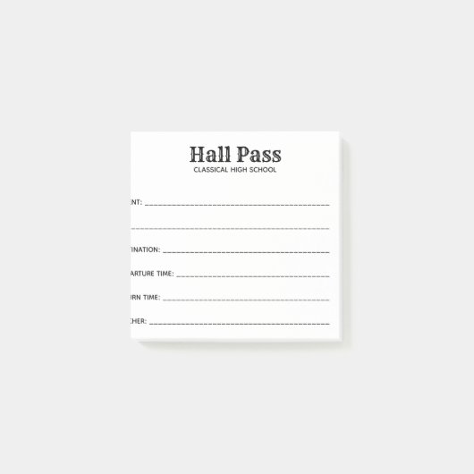 Simple Hall Pass Post-it Klebezettel (Vorderseite)