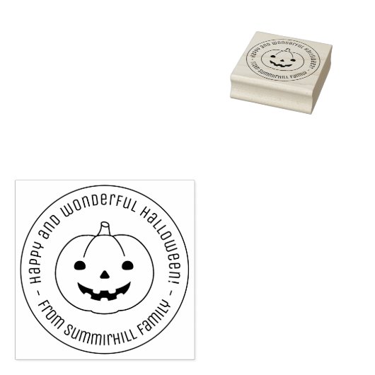 Simple Halloween Pumpkin Round Message Gummistempel (Stempel)