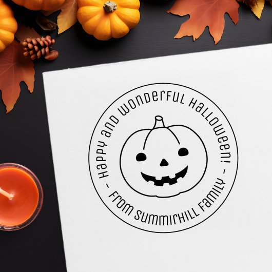Simple Halloween Pumpkin Round Message Permastempel