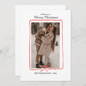 Simple Hand-Drawn Border Christmas Photo Card Save The Date (Vorne/Hinten)