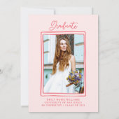 Simple Hand Drawn Graduation Party Photo Pink Einladung (Rückseite)