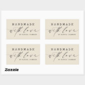 Simple Handmade with Love Script Business | Ecru Rechteckiger Aufkleber (Blatt)