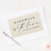 Simple Handmade with Love Script Business | Ecru Rechteckiger Aufkleber (Umschlag)