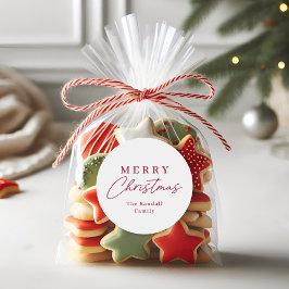 Simple Handwritten Script Merry Christmas Gift Tag Runder Aufkleber
