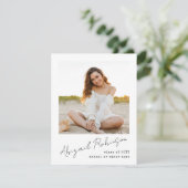 Simple Handwritten Script Name 2 Photo Typewriter Ankündigung (Stehend Vorderseite)