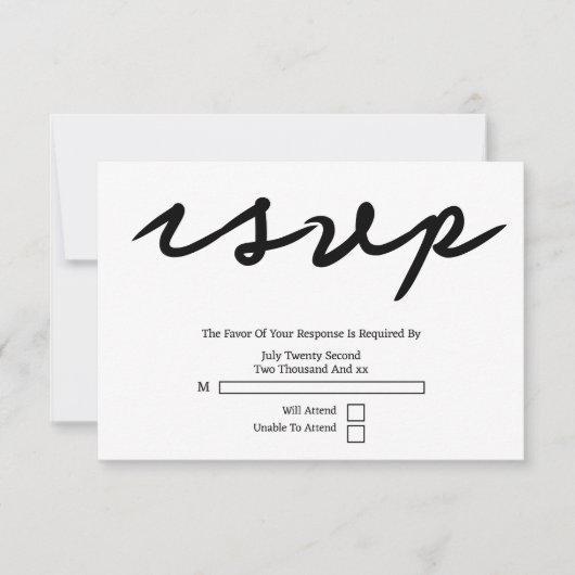 Simple Handwritten Typography Minimalist Wedding RSVP Karte (Vorderseite)