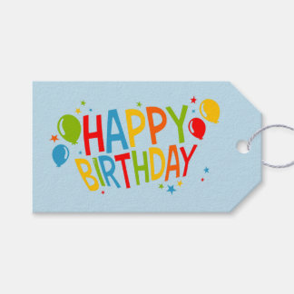 SImple Happy Birthday Gift Tag mit Balloons Geschenkanhänger