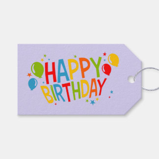 SImple Happy Birthday Gift Tag mit Balloons Geschenkanhänger