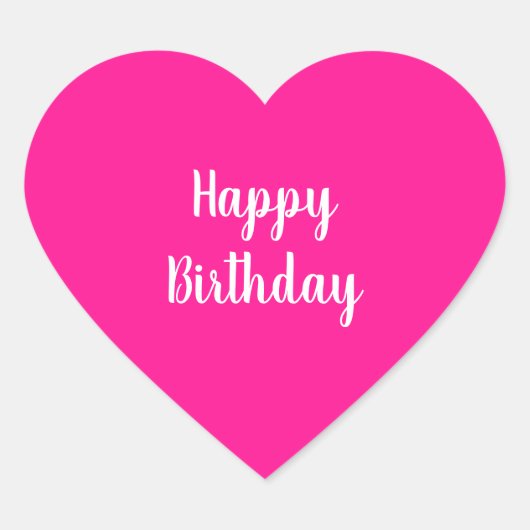 Simple Happy Birthday Hot Pink Herz-Aufkleber (Vorderseite)