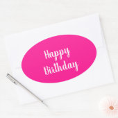Simple Happy Birthday Hot Pink Ovaler Aufkleber (Umschlag)