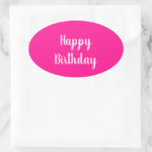 Simple Happy Birthday Hot Pink Ovaler Aufkleber (Tasche)