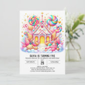 Simple Happy Candyland Digital Geburtstag Einladung (Stehend Vorderseite)