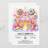 Simple Happy Candyland Digital Geburtstag Einladung (Vorne/Hinten)