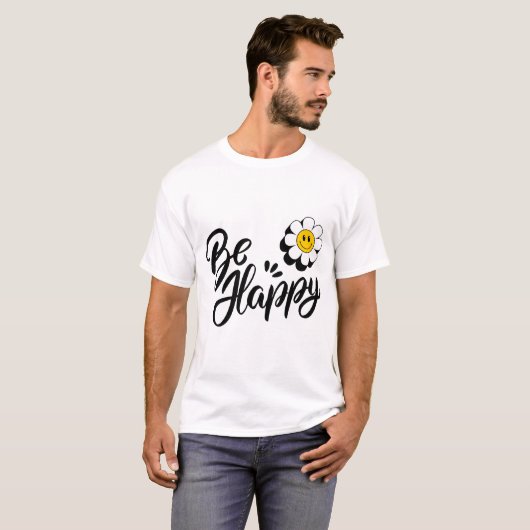 Simple Happy Flower - Good Vibes Smile Design T-Shirt (Vorne ganz)