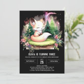 Simple Happy Fox Geburtstag digital Einladung (Stehend Vorderseite)