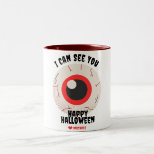 Simple Happy Halloween eine Augenfamilie und Freun Zweifarbige Tasse