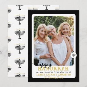 Simple HAPPY HANNUKAH Menorah Foto Feiertagskarte