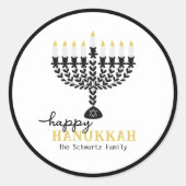 Simple HAPPY HANNUKAH Menorah Runder Aufkleber (Vorderseite)