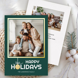 Simple Happy Holidays Foto Weihnachten Gold Folien Feiertagskarte