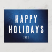 Simple Happy Holidays Logo Blue Gradient Postkarte (Vorderseite)