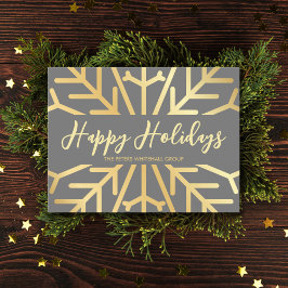 Simple Happy Holidays Snowflake Gold Business Postkarte