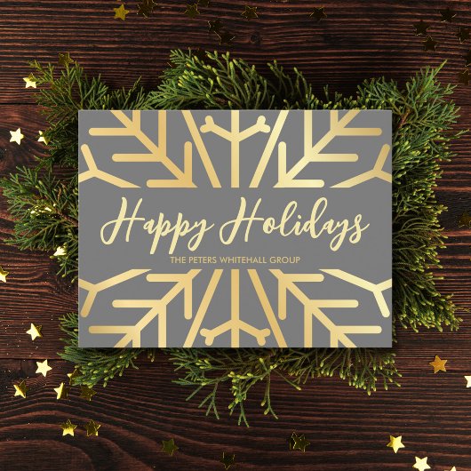 Simple Happy Holidays Snowflake Gold Business Postkarte