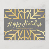 Simple Happy Holidays Snowflake Gold Business Postkarte (Vorderseite)