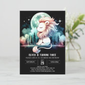 Simple Happy Lion Birthday Einladung (Stehend Vorderseite)