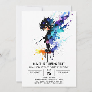 Simple Happy Ninja Boy Digital Geburtstag Einladung