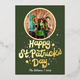 Simple Happy St Patricks Day Kleeblatts Familie Folien Feiertagskarte